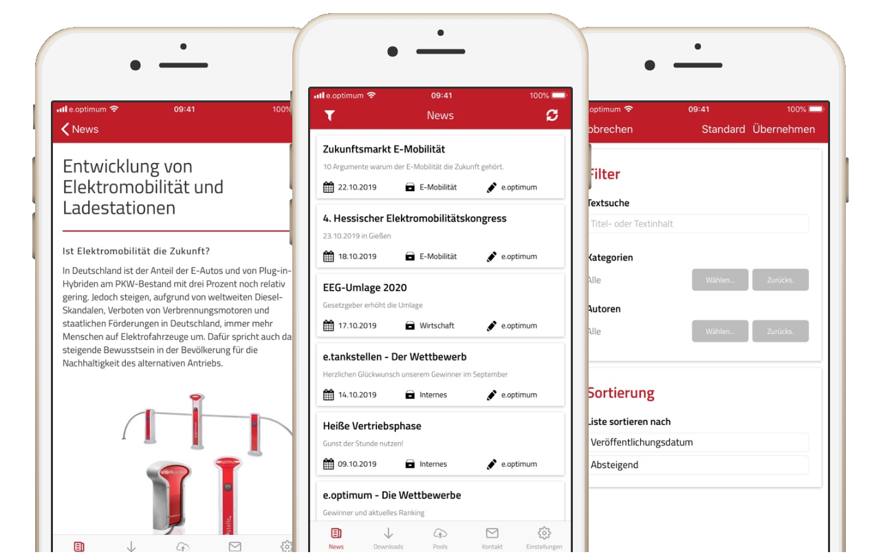 Screenshots der Vertriebs-App